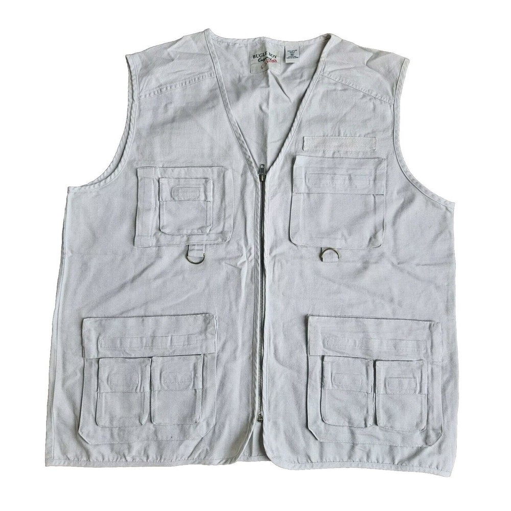 Vintage Bugle Boy Tactical Vest XL Khaki Cargo Photography Art Hunting Tech